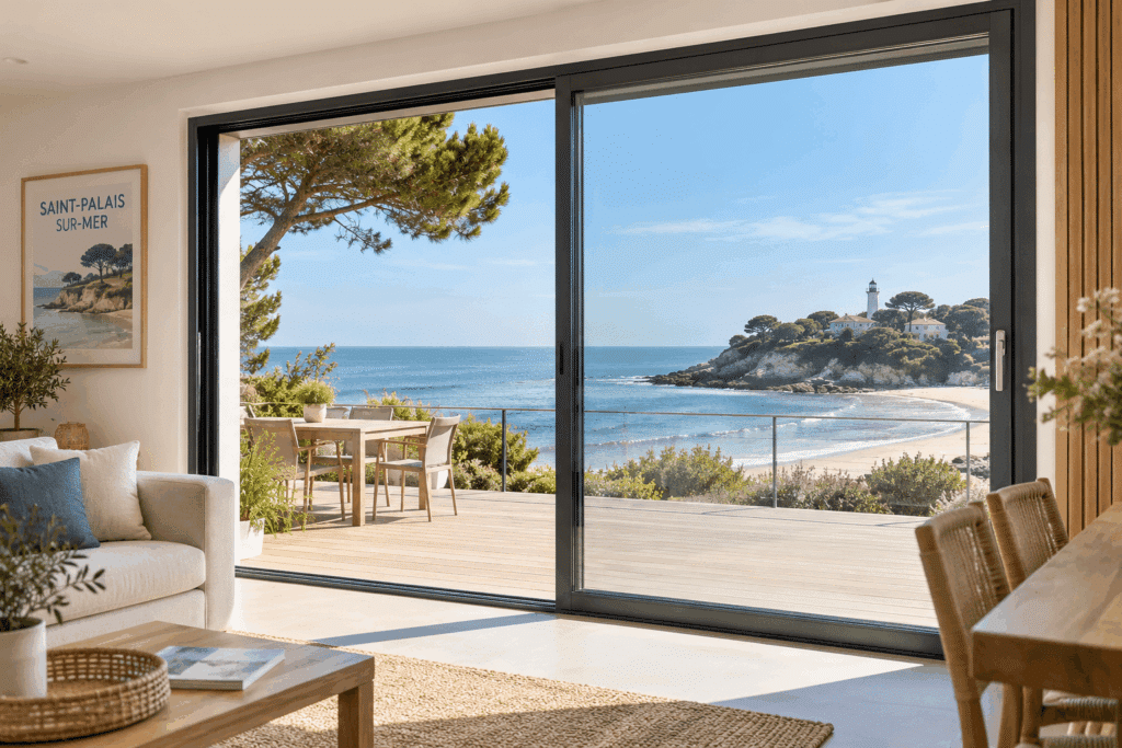 Baie vitrée aluminium sur mesure — Menuiserie Vaux-sur-Mer