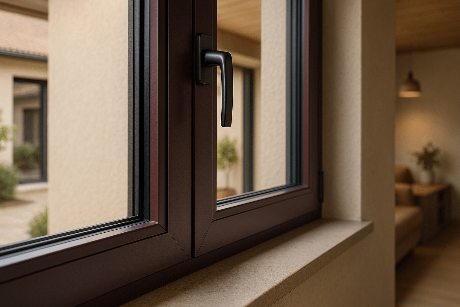 fenetre aluminium bordeaux - illustration