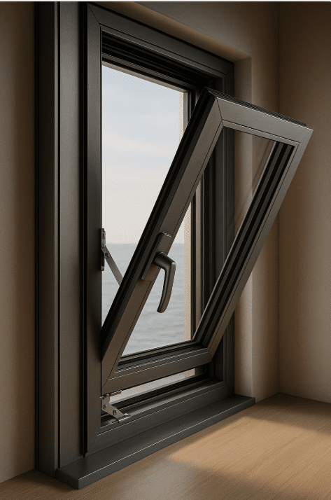 Fenêtre aluminium rénovée avec vue sur mer